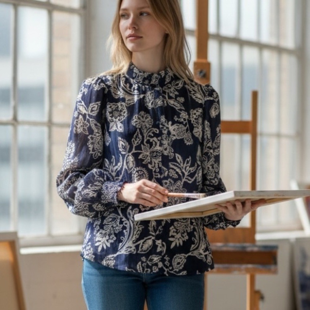 Floral Navy Blouse